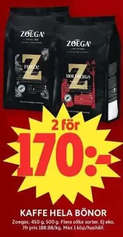 Zoegas - KAFFE HELA BÖNOR