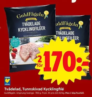 Guldfågeln - Tvådelad, Tunnskivad Kycklingfilé