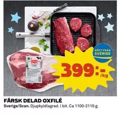 FÄRSK DELAD OXFILÉ