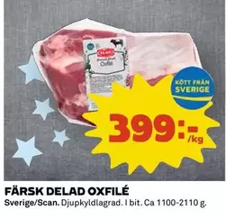 FÄRSK DELAD OXFILÉ