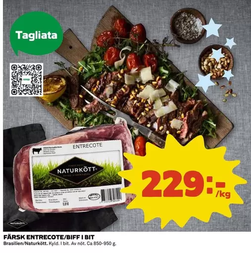 Naturkött - FÄRSK ENTRECOTE/BIFF I BIT