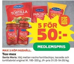 Santa Maria - Nacho/tortillachips, tacosås och tortillabröd original
