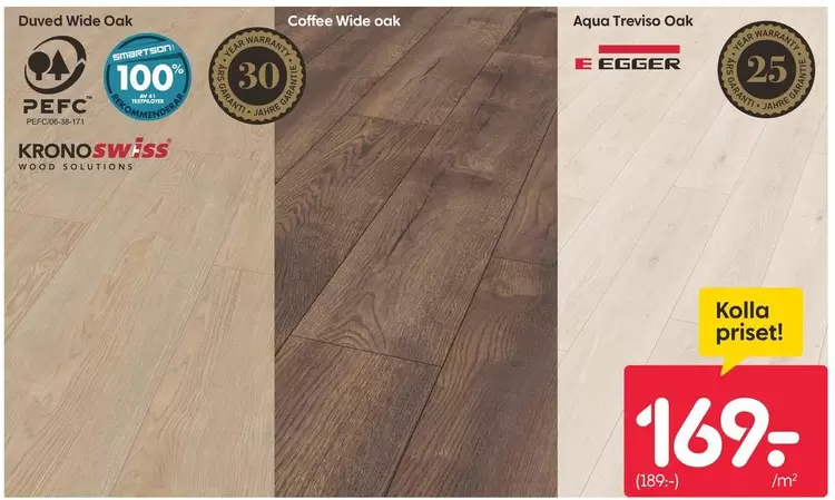 Duved Wide Ook, Coffee Wide ook, Aqua Treviso Oak