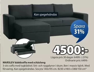MARSLEV bäddsoffa med schäslong