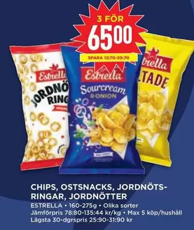Estrella - CHIPS, OSTSNACKS, JORDNÖTS-RINGAR, JORDNÖTTER
