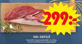 Naturkött - HEL OXFILÉ