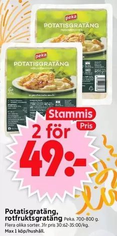 Peka - Potatisgratäng, rotfruktsgratäng