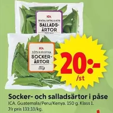 Socker- och salladsärtor i påse