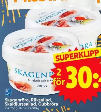 Skagen - röra, Räksallad, Skaldjurssallad, Gubbröra