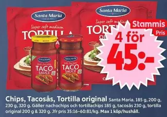 Santa Maria - Chips, Tacosås, Tortilla original