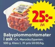 Babyplommontomater i ask