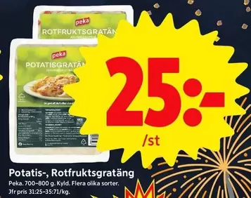 Peka - Potatis-, Rotfruktsgratäng