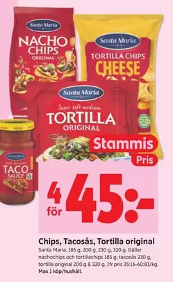 Santa Maria - Chips, Tacosás, Tortilla original