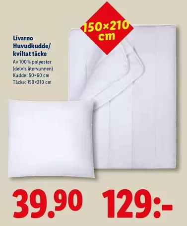 Huvudkudde/ kviltat täcke