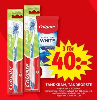 Colgate - TANDKRAM, TANDBORSTE