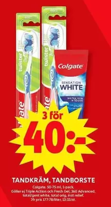 Colgate - TANDKRÄM, TANDBORSTE