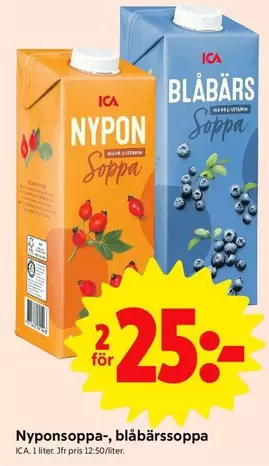 Nyponsoppa-, blåbärssoppa