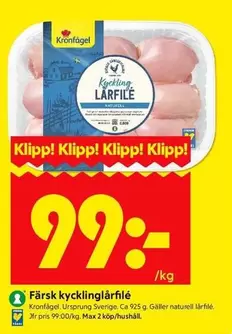 Kronfågel - kycklinglårfilé