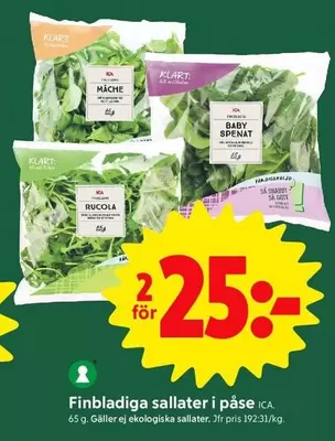 Finbladiga sallater i påse