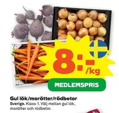 Gul lök/morötter/rödbetor