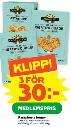 Zeta - Pasta korta former