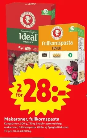 kungsörnen - Makaroner, fullkornspasta