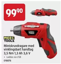 Meec Tools - Miniskruvdragare med vinklingsbart handtag