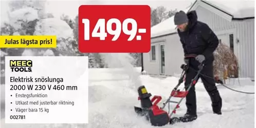 Meec Tools - Elektrisk snöslunga 2000 W 230 V 460 mm
