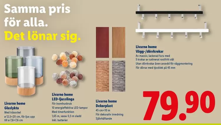 Glaslykta, LED-slinga, Dekoplast, Viggdekkrokar
