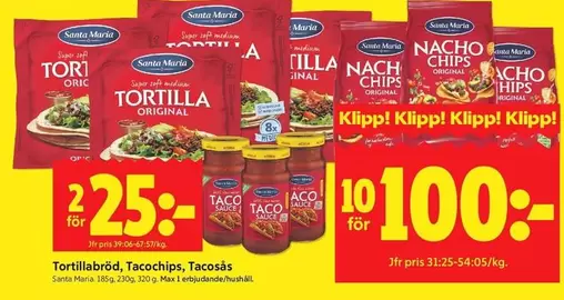 Santa Maria - Tortillabröd, Tacochips, Tacosás