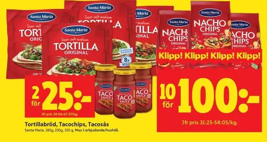 Santa Maria - Tortillabröd, Tacochips, Tacosás