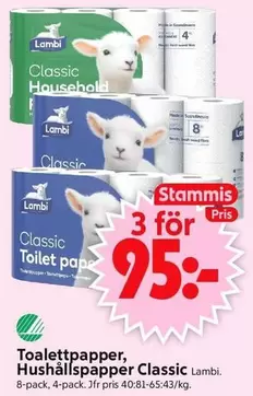 Lambi - Toalettpapper, Hushållspapper Classic