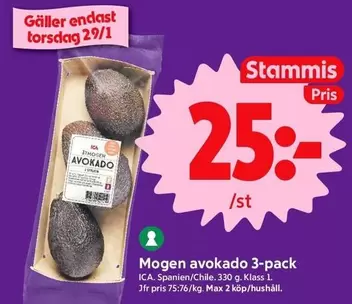 Mogen avokado 3-pack