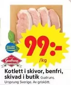 Kotlett i skivor, benfri, skivad i butik