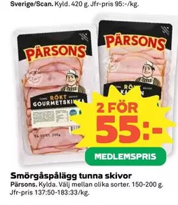 Pärsons - Smörgåspålägg tunna skivor