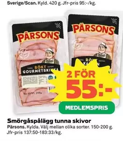 Pärsons - Smörgåspålägg tunna skivor