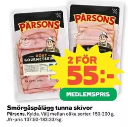 Pärsons - Smörgåspålägg tunna skivor