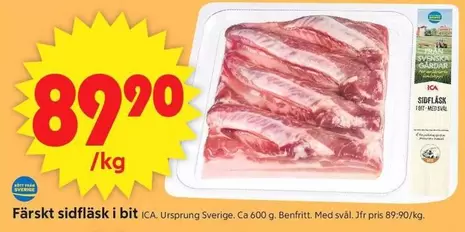 Färskt sidfläsk i bit