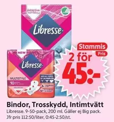 Libresse - Bindor, Trosskydd, Intimtvätt