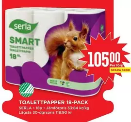 Serla - TOALETTPAPPER 18-PACK