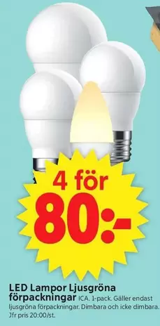 LED Lampor Ljusgröna förpackningar