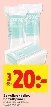 Bomullsrondeller, bomullspinnar