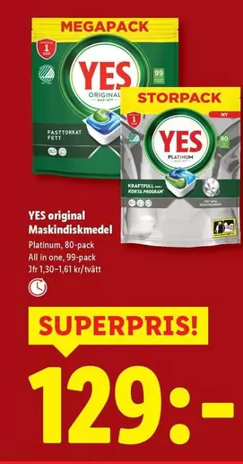 Yes - Maskindiskmedel