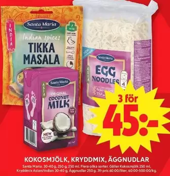 Santa Maria - KOKOSMJÖLK, KRYDDMIX, ÄGGNUDLAR