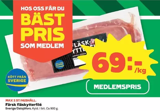 Färsk fläskytterfilé