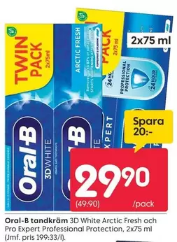 Oral B - tandkräm 3D White Arctic Fresh och Pro Expert Professional Protection