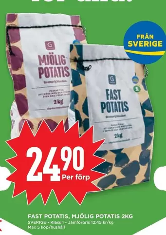 FAST POTATIS, MJÖLIG POTATIS