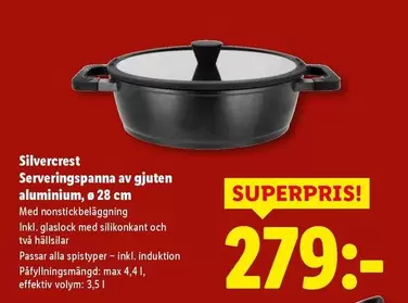 silvercrest - Serveringspanna av gjuten aluminium, 28 cm