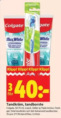 Colgate - Tandkräm, tandborste