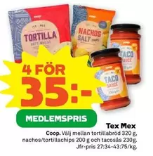 Coop - tortillabröd, nachos/tortillachips och tacosås